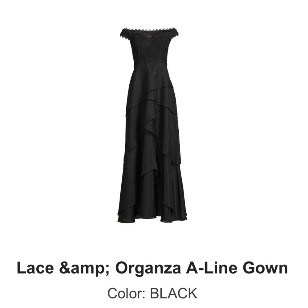 Aidan Mattox Black Strapless Lace Gown